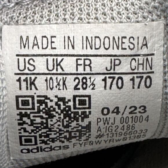 Adidas Running Shoes Kids Size 11K Gray Green Three Stripes Speckled IG2486 - Picture 10 of 10